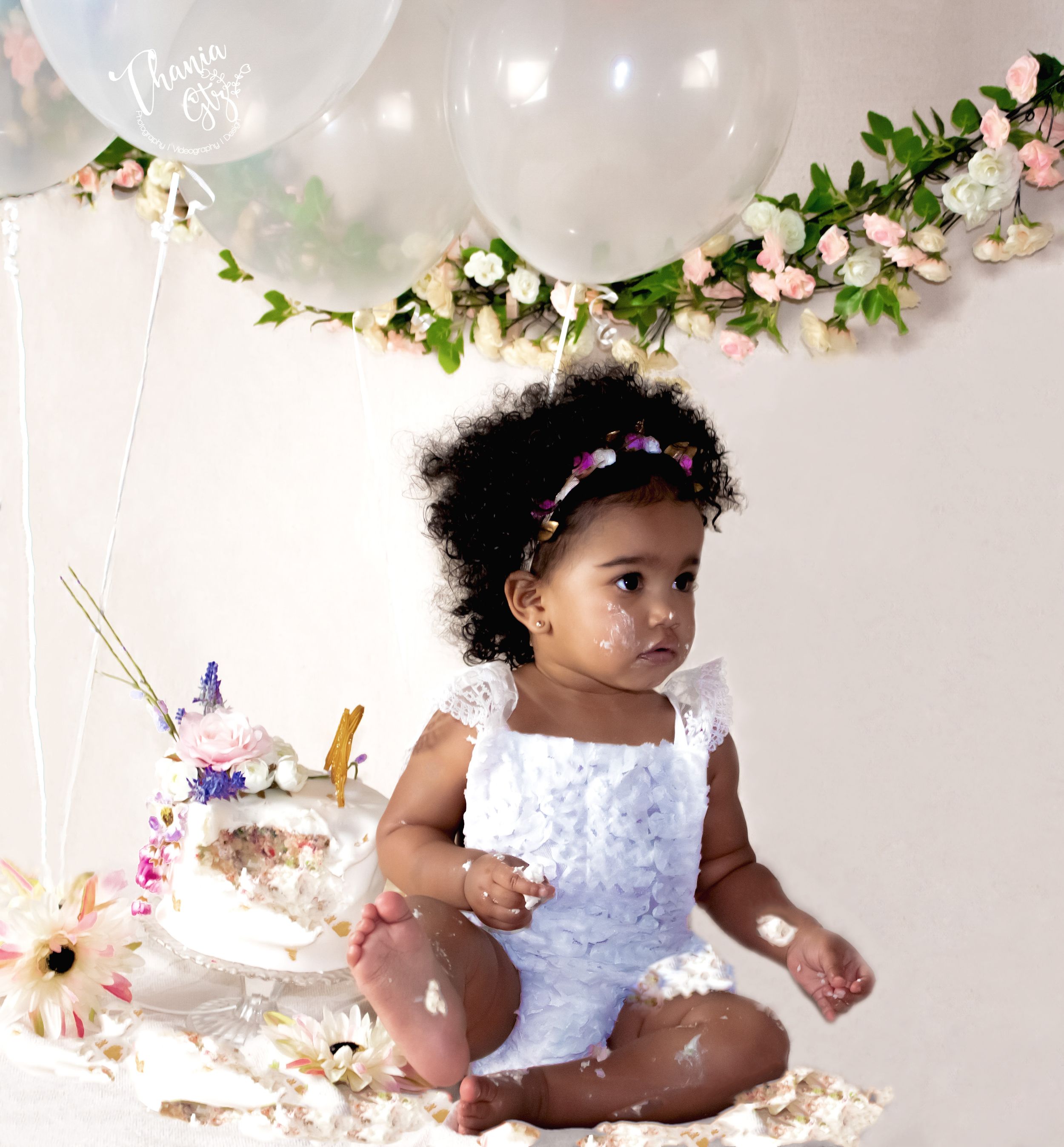 Baby with cake photo